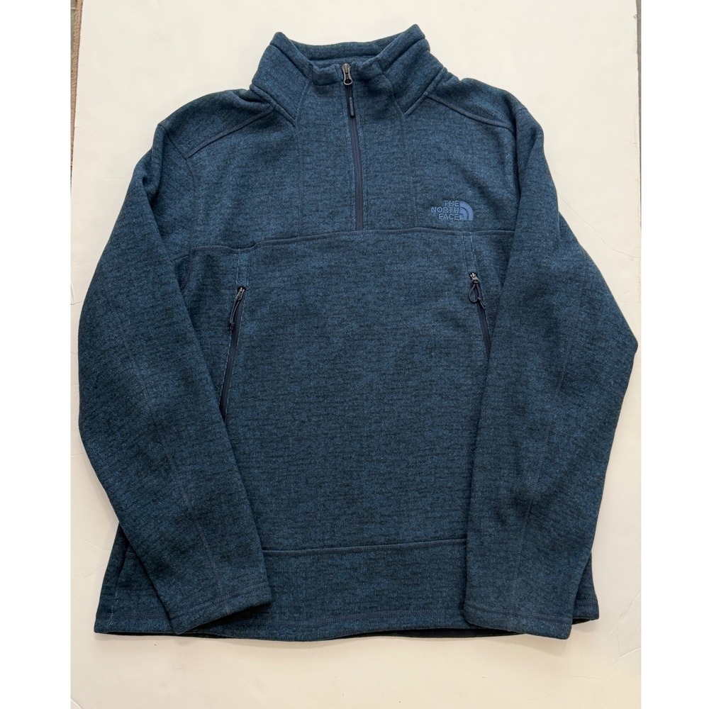 The North Face Mens Gordon Lyons Quarter Zip Fleece Pullover Blue Heather XL